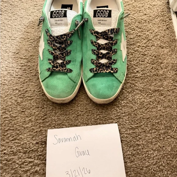 GGDB Green Suede Sneakers with Leopard Laces size 39 - Picture 1 of 6